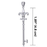 Fleur de lis Key of Enchantment Silver Pendant TPD5679