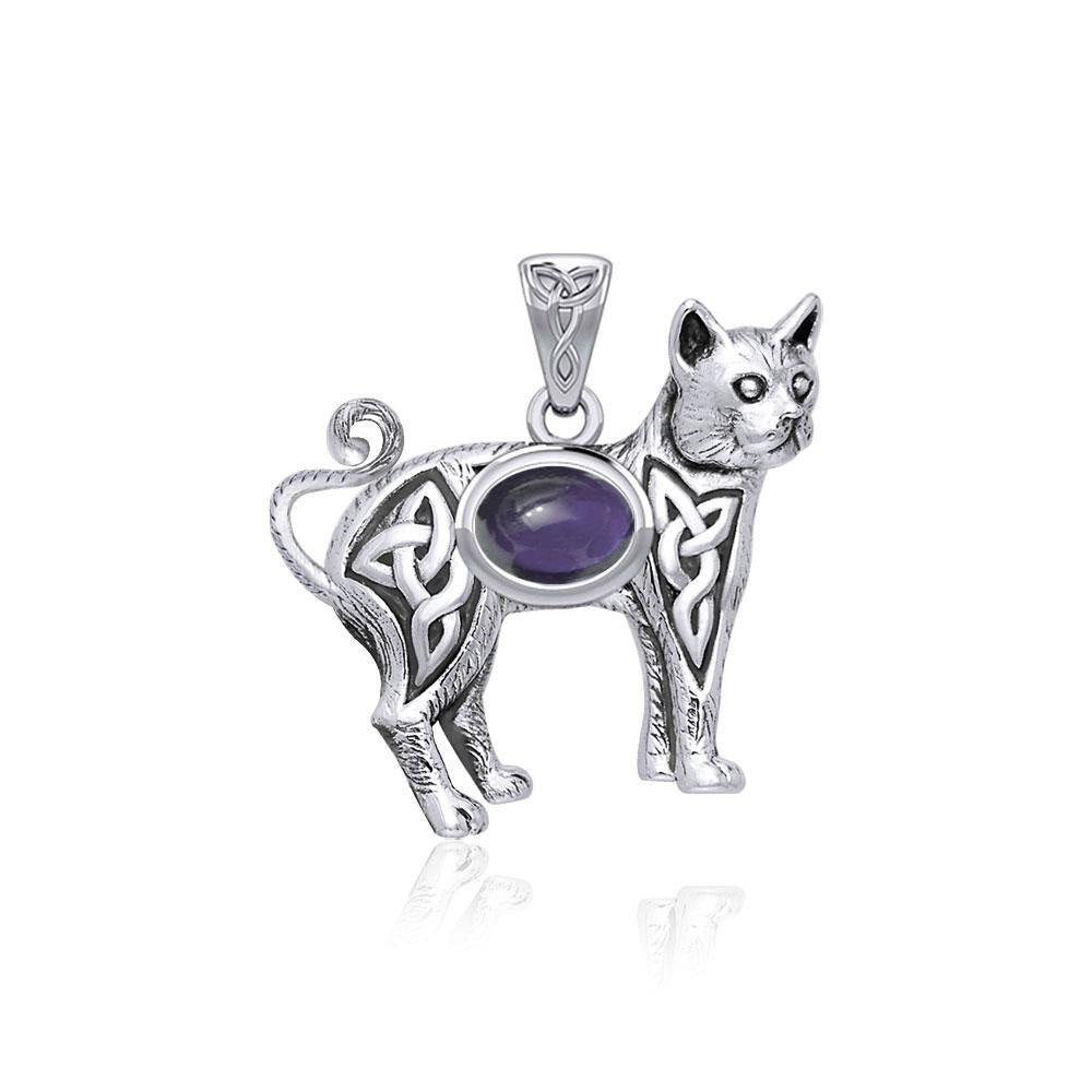 Celtic Cat Pendant with Gemstone TPD5729 - Jewelry