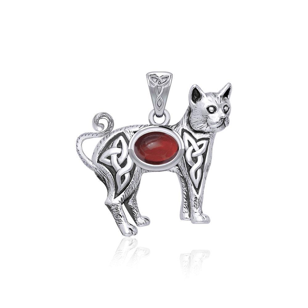 Celtic Cat Pendant with Gemstone TPD5729 - Jewelry