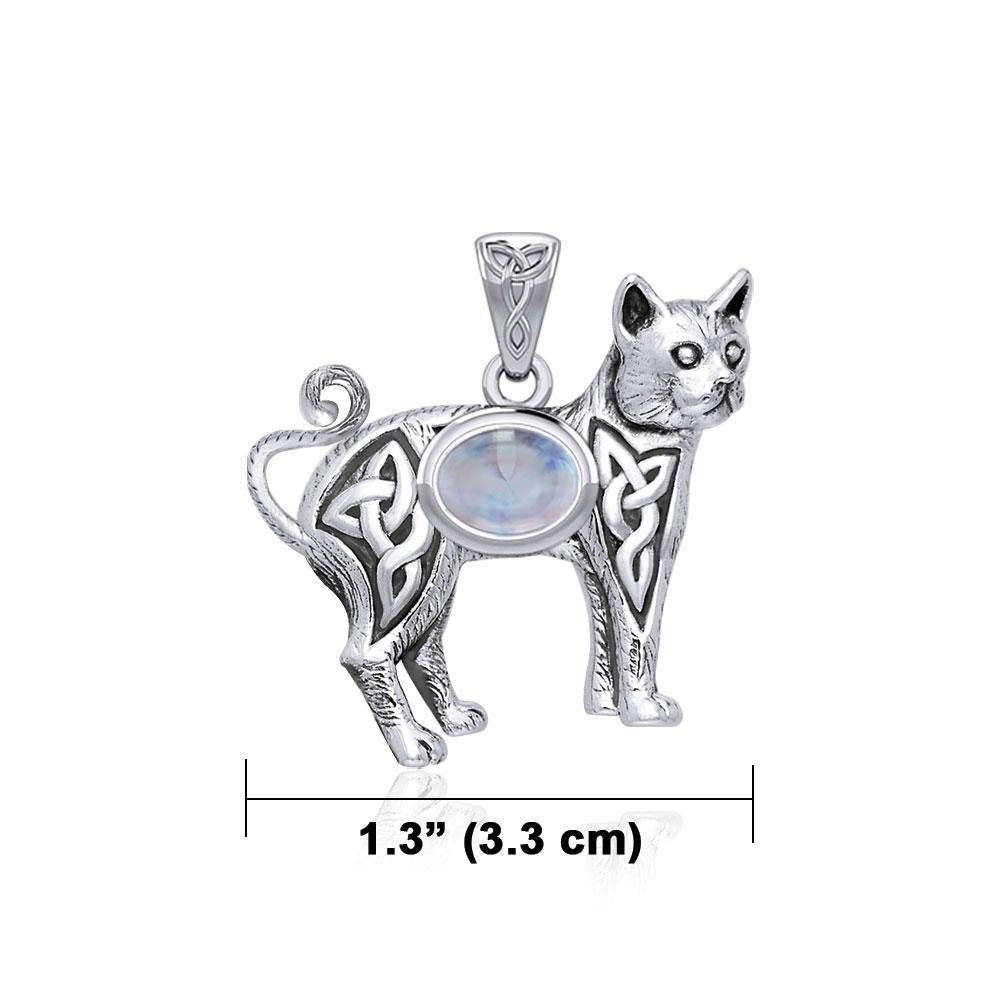Celtic Cat Pendant with Gemstone TPD5729 - Jewelry