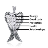 Celtic Angel Wings with Rune Symbols silver Pendant TPD5735