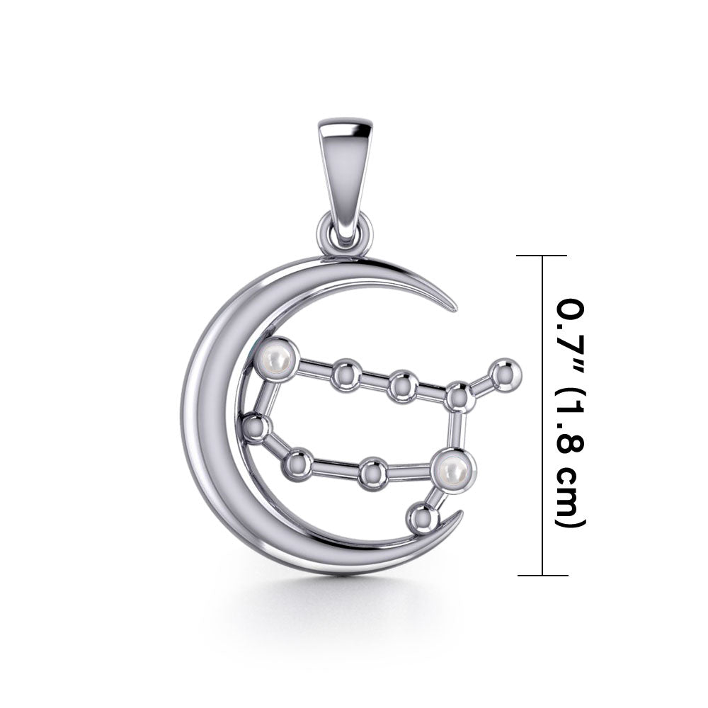 Crescent Moon and Gemini Astrology Constellation Silver Pendant TPD5768