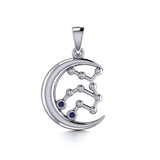 Crescent Moon and Virgo Astrology Constellation Silver Pendant TPD5771