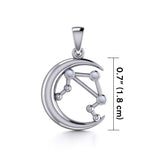 Crescent Moon and Libra Astrology Constellation Silver Pendant TPD5772