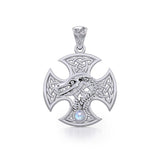 Dragon with Celtic Cross Silver Pendant TPD5818 - Jewelry