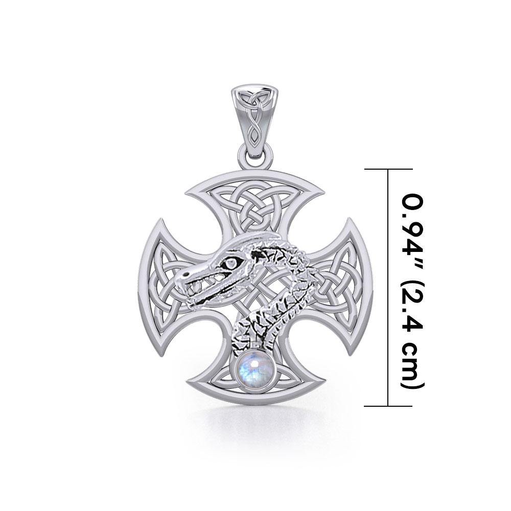Dragon with Celtic Cross Silver Pendant TPD5818 - Jewelry