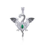 Flying Dragon with Celtic Knot Sterling Silver Pendant TPD5823