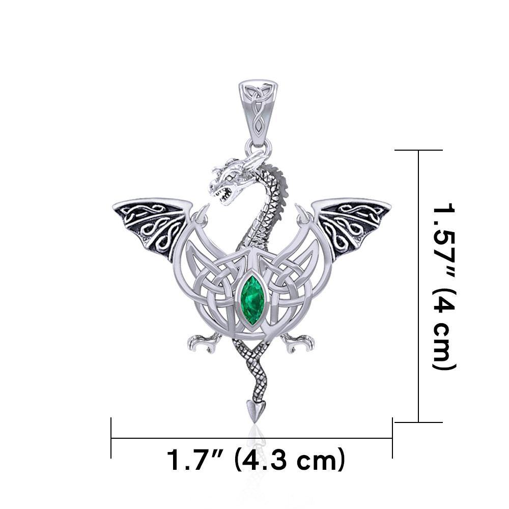 Flying Dragon with Celtic Knot Silver Pendant TPD5823 - Jewelry