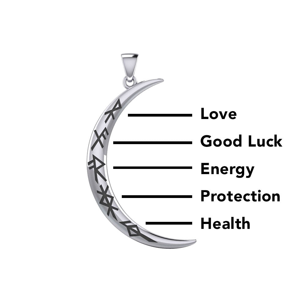 Crescent Moon with Meaningful Bind Runes Large Pendant TPD5833