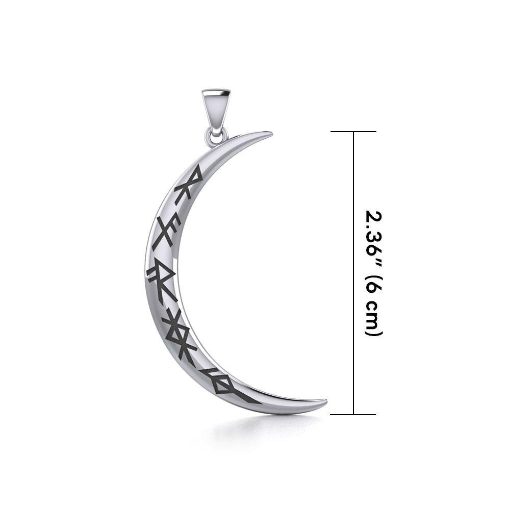 Crescent Moon with Meaningful Bind Runes Large Pendant TPD5833 - Jewelry