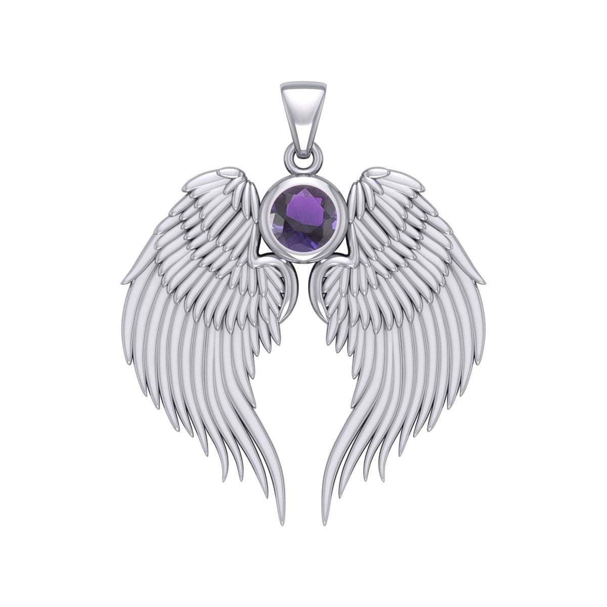 Guardian Angel Wings Silver Pendant with Birthstone TPD5866