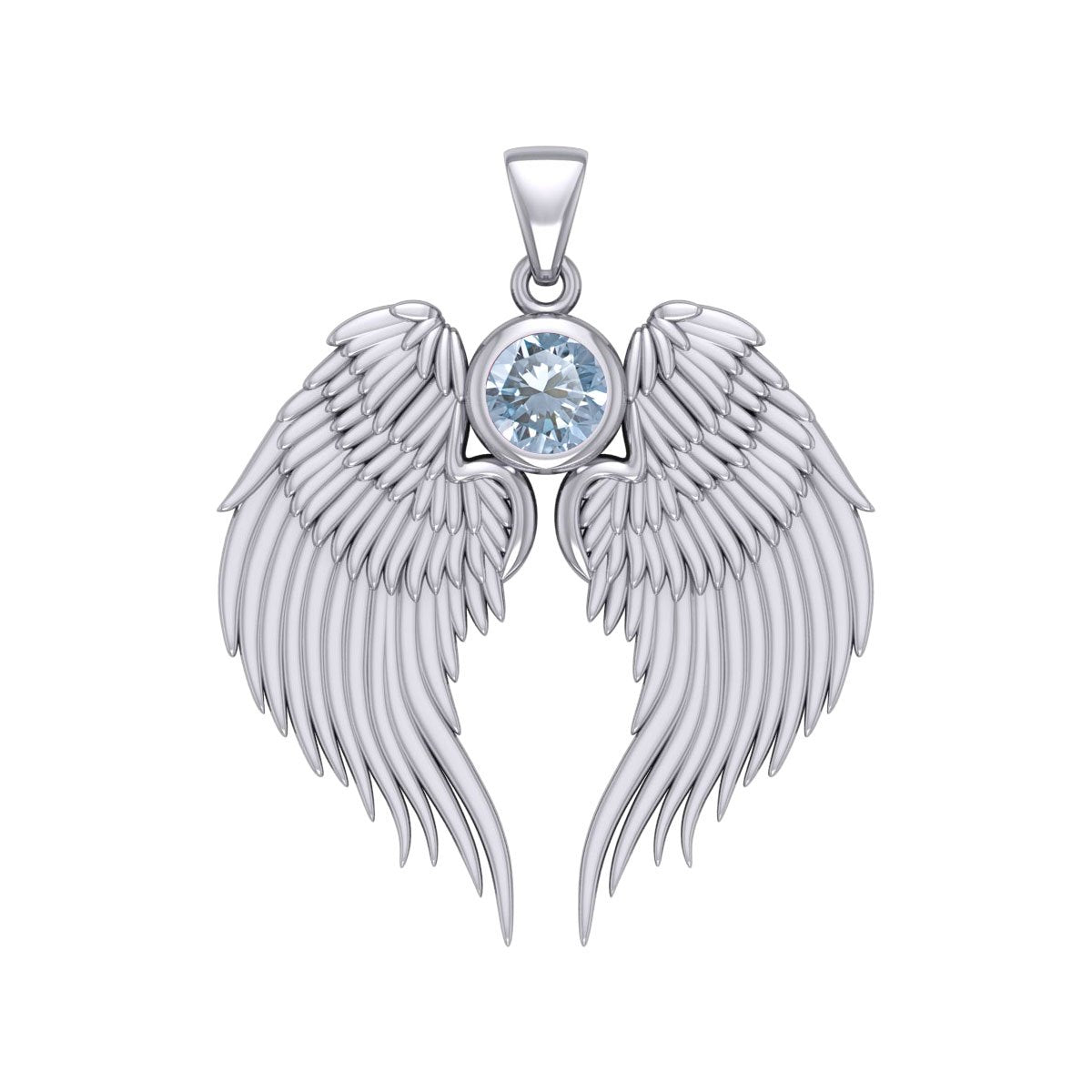 Guardian Angel Wings Silver Pendant with Birthstone TPD5866