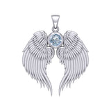 Guardian Angel Wings Silver Pendant with Birthstone TPD5866