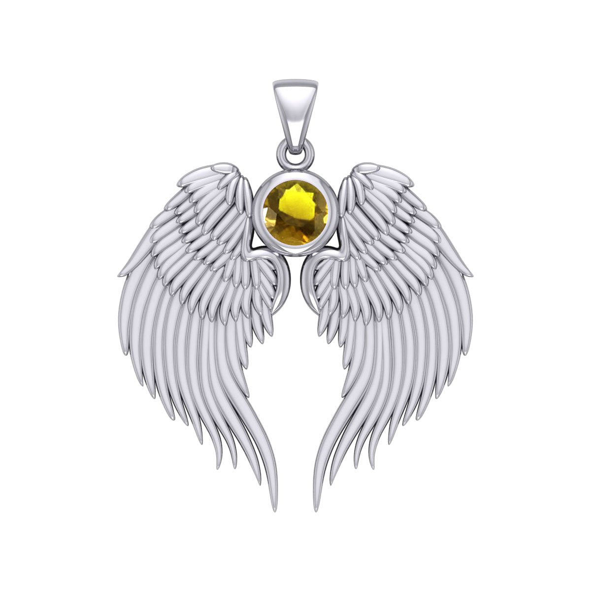 Guardian Angel Wings Silver Pendant with Birthstone TPD5866