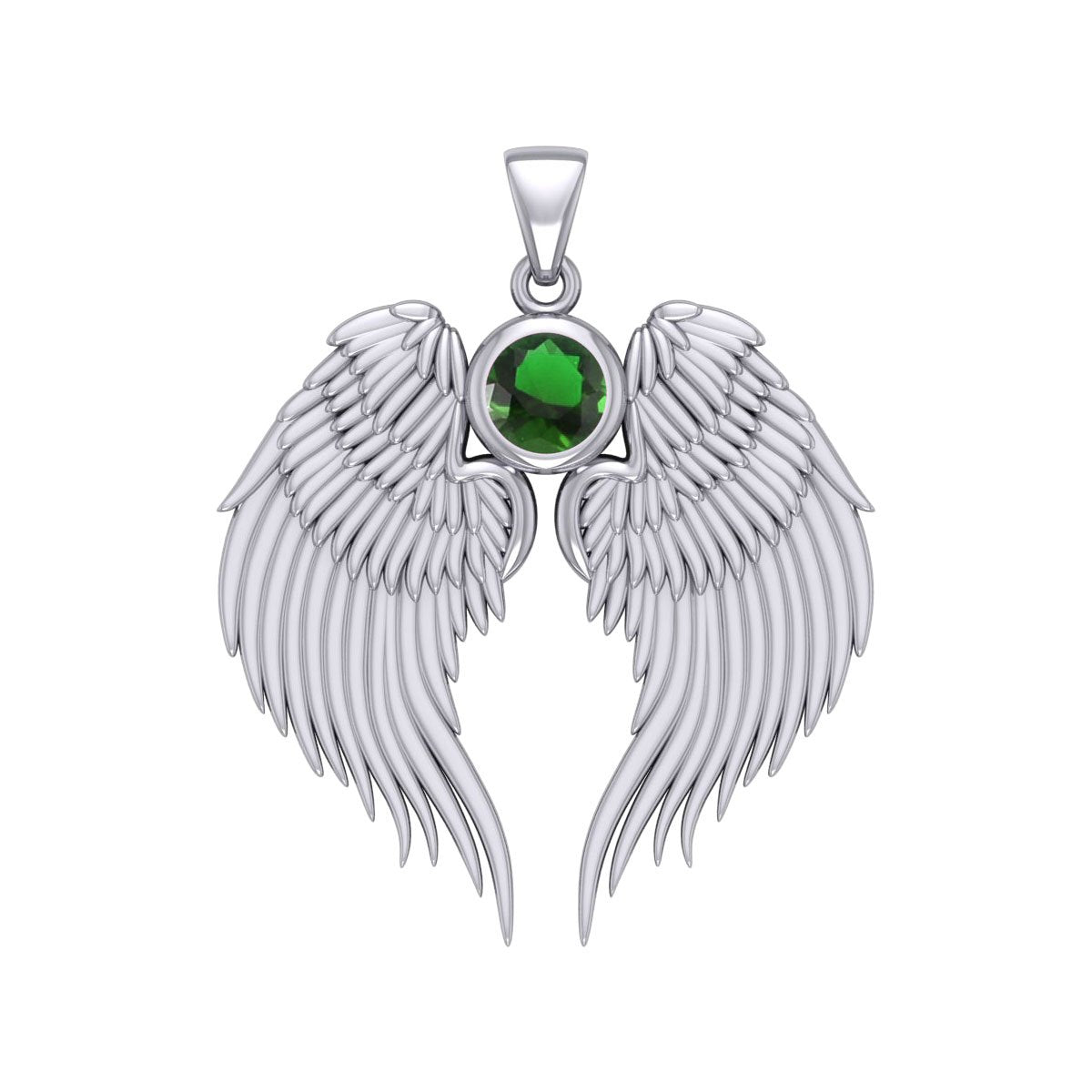 Guardian Angel Wings Silver Pendant with Birthstone TPD5866