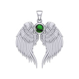 Guardian Angel Wings Silver Pendant with Birthstone TPD5866