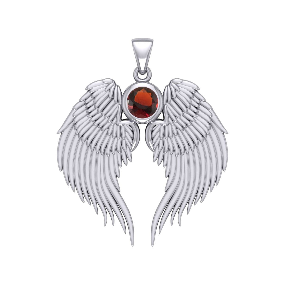 Guardian Angel Wings Silver Pendant with Birthstone TPD5866