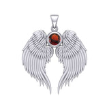 Guardian Angel Wings Silver Pendant with Birthstone TPD5866