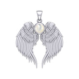Guardian Angel Wings Silver Pendant with Birthstone TPD5866