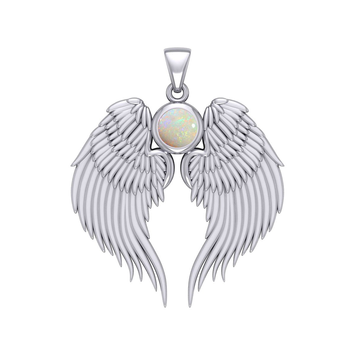 Guardian Angel Wings Silver Pendant with Birthstone TPD5866