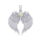 Guardian Angel Wings Silver Pendant with Birthstone TPD5866