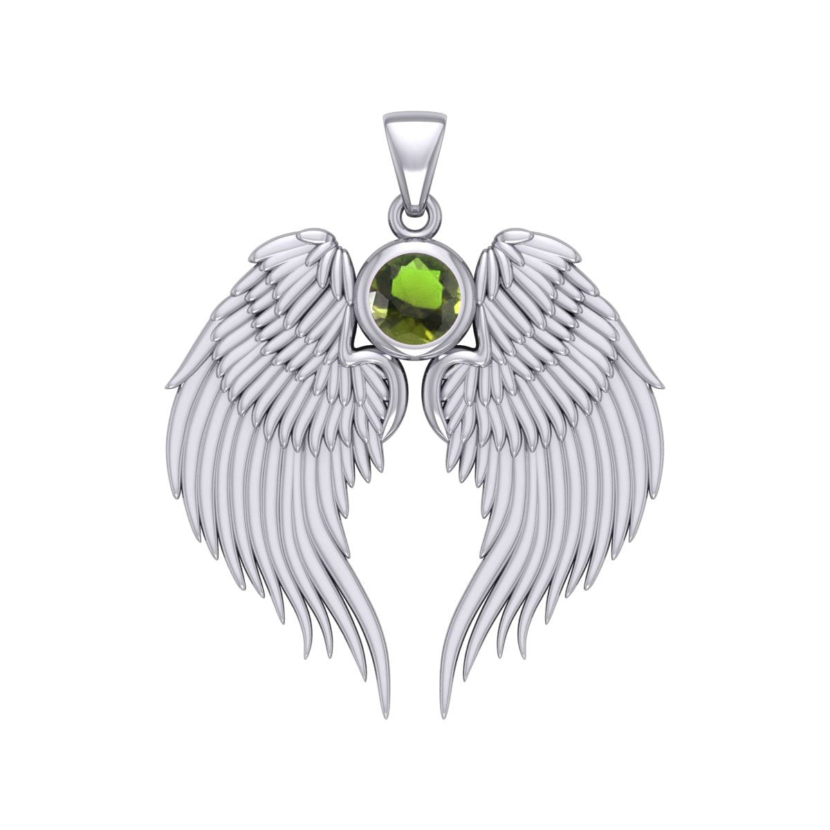 Guardian Angel Wings Silver Pendant with Birthstone TPD5866