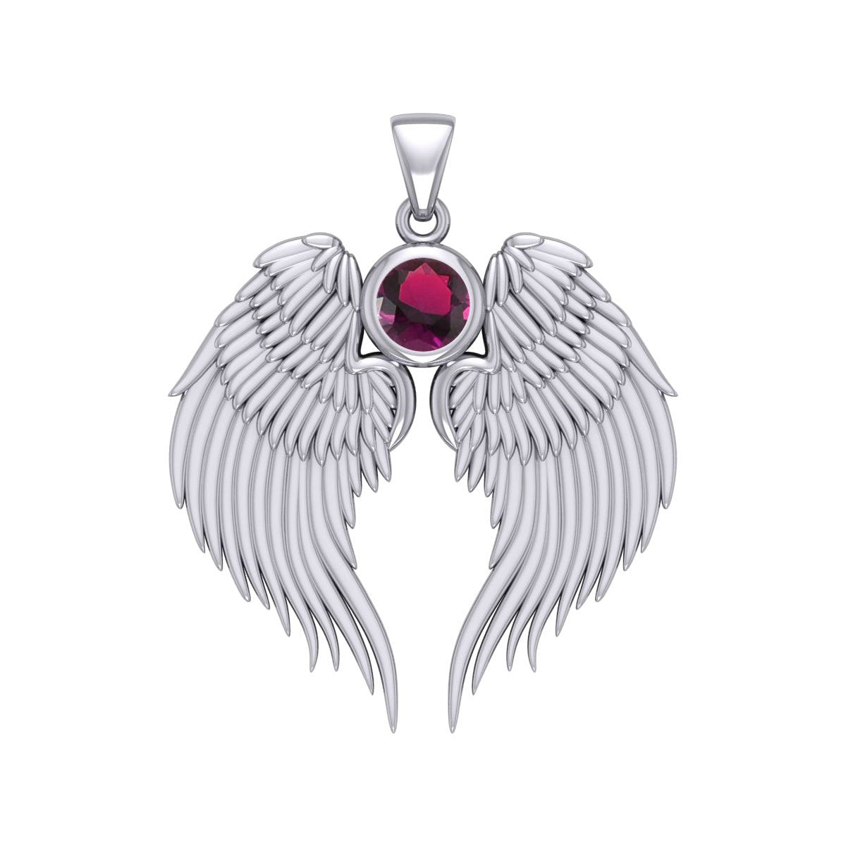 Guardian Angel Wings Silver Pendant with Birthstone TPD5866