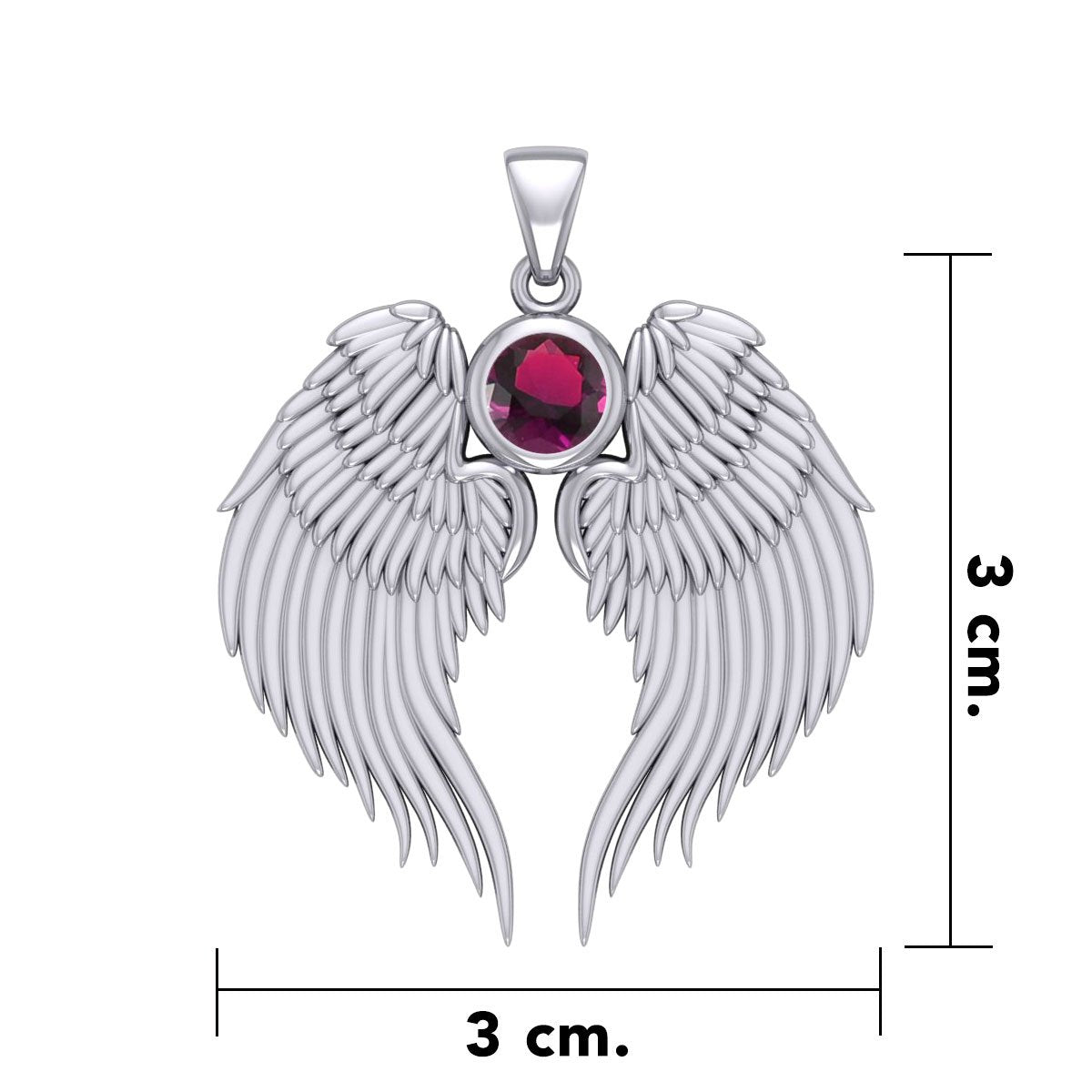 Guardian Angel Wings Silver Pendant with Birthstone TPD5866