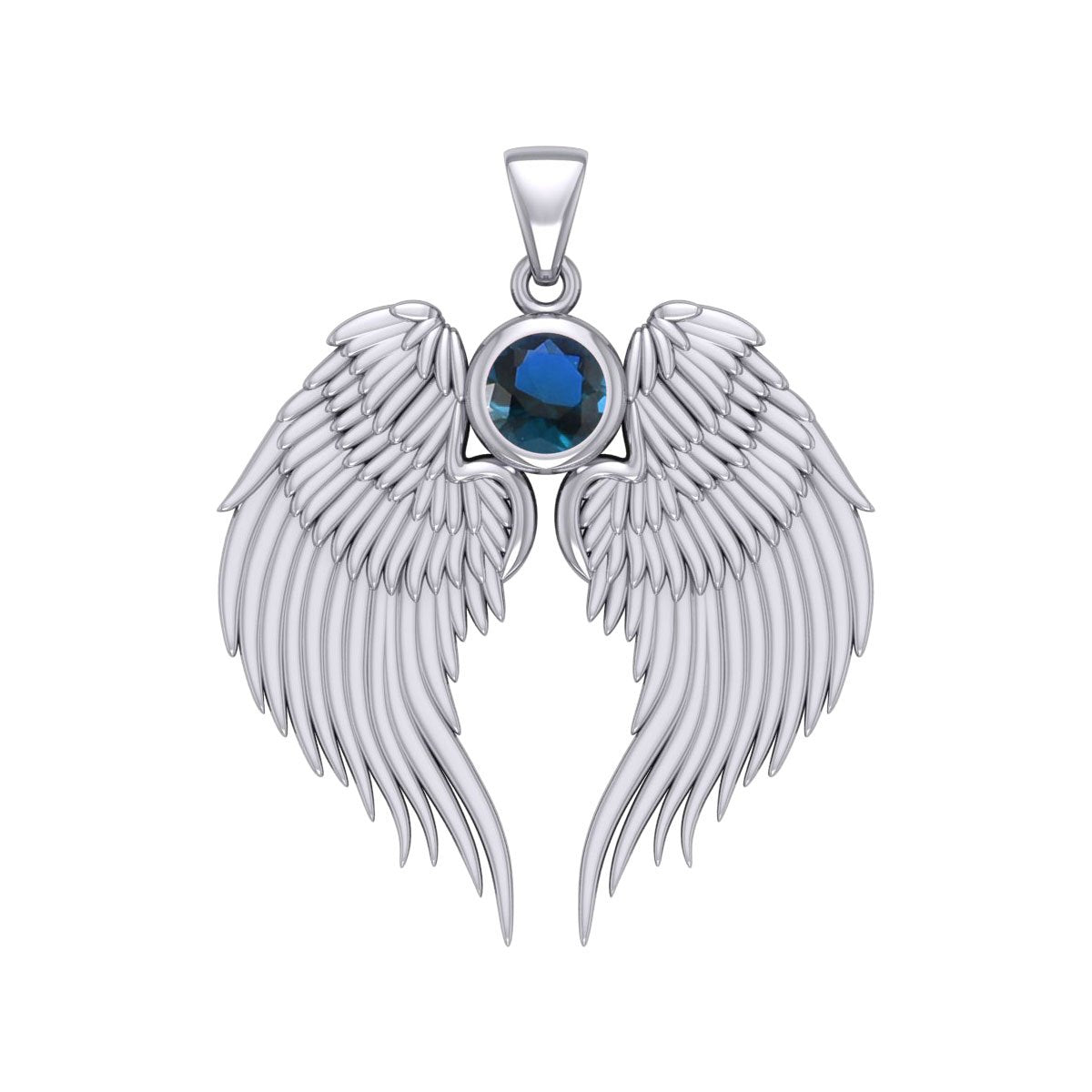 Guardian Angel Wings Silver Pendant with Birthstone TPD5866