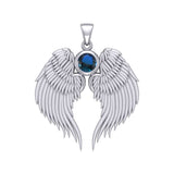 Guardian Angel Wings Silver Pendant with Birthstone TPD5866