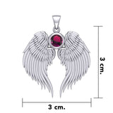 Guardian Angel Wings Silver Pendant with Birthstone TPD5866