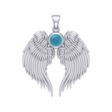 Guardian Angel Wings Silver Pendant with Birthstone TPD5866