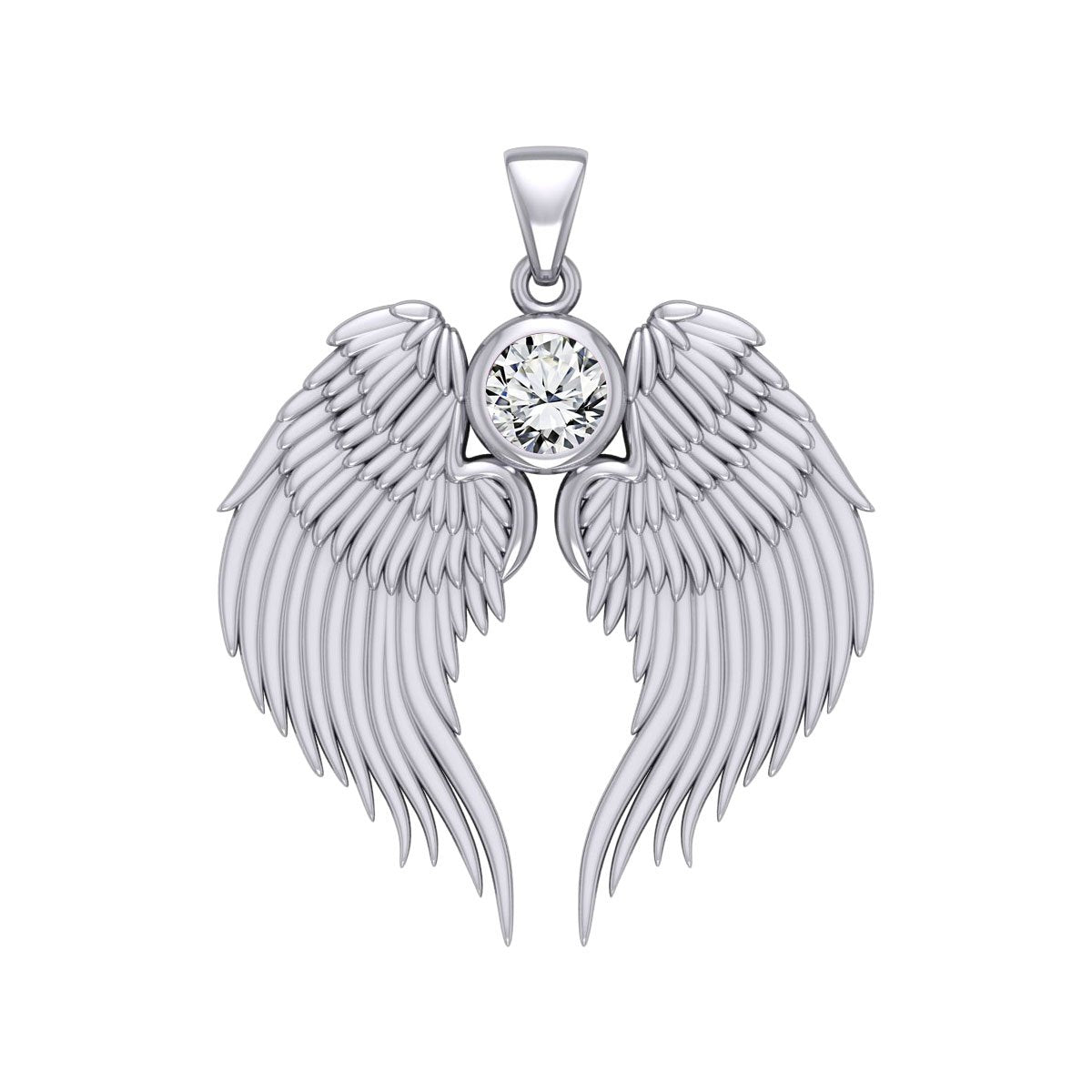 Guardian Angel Wings Silver Pendant with Birthstone TPD5866