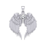 Guardian Angel Wings Silver Pendant with Birthstone TPD5866