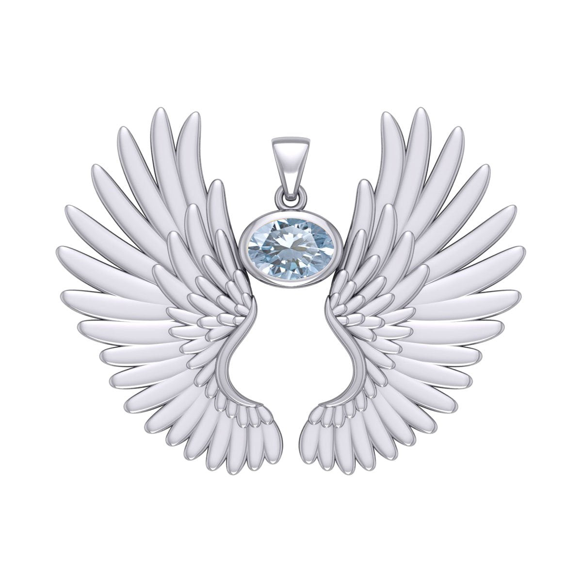 Guardian Angel Wings Silver Pendant with Birthstone TPD5867