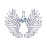 Guardian Angel Wings Silver Pendant with Birthstone TPD5867