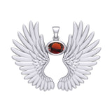 Guardian Angel Wings Silver Pendant with Birthstone TPD5867