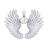 Guardian Angel Wings Silver Pendant with Birthstone TPD5867