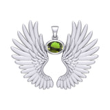 Guardian Angel Wings Silver Pendant with Birthstone TPD5867
