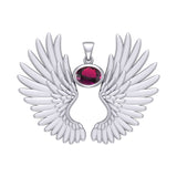 Guardian Angel Wings Silver Pendant with Birthstone TPD5867