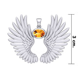 Guardian Angel Wings Silver Pendant with Birthstone TPD5867