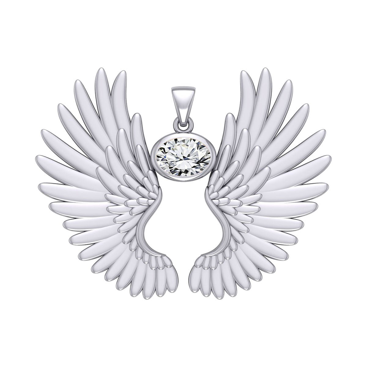 Guardian Angel Wings Silver Pendant with Birthstone TPD5867