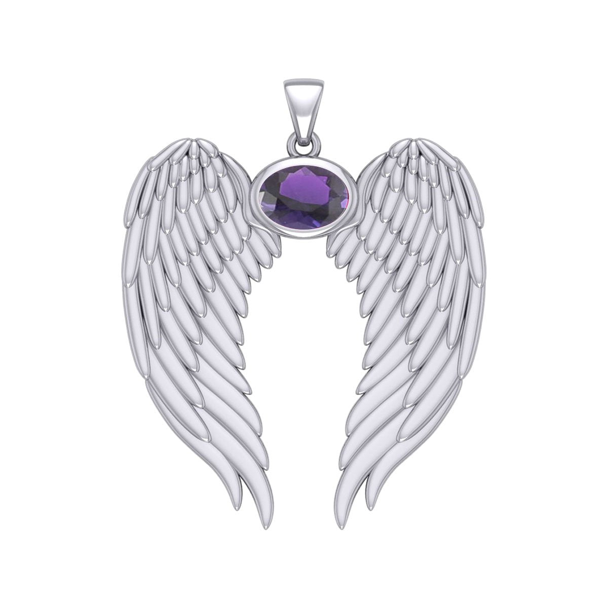 Guardian Angel Wings Silver Pendant with Birthstone TPD5868