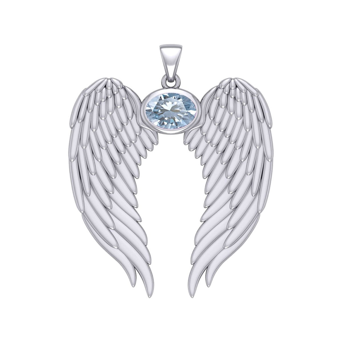 Guardian Angel Wings Silver Pendant with Birthstone TPD5868