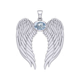 Guardian Angel Wings Silver Pendant with Birthstone TPD5868