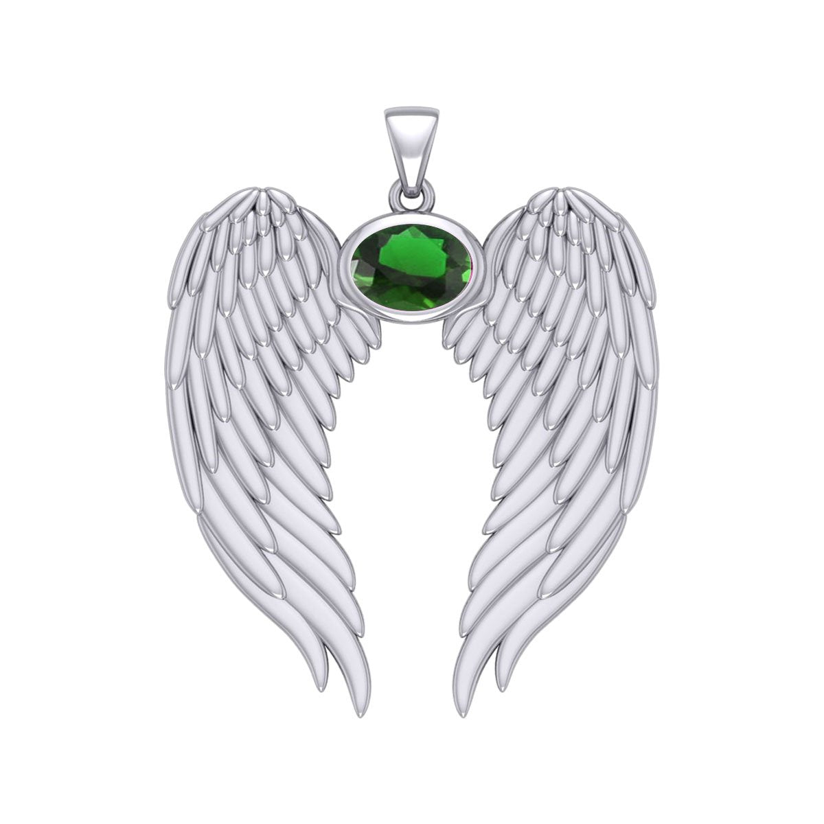 Guardian Angel Wings Silver Pendant with Birthstone TPD5868