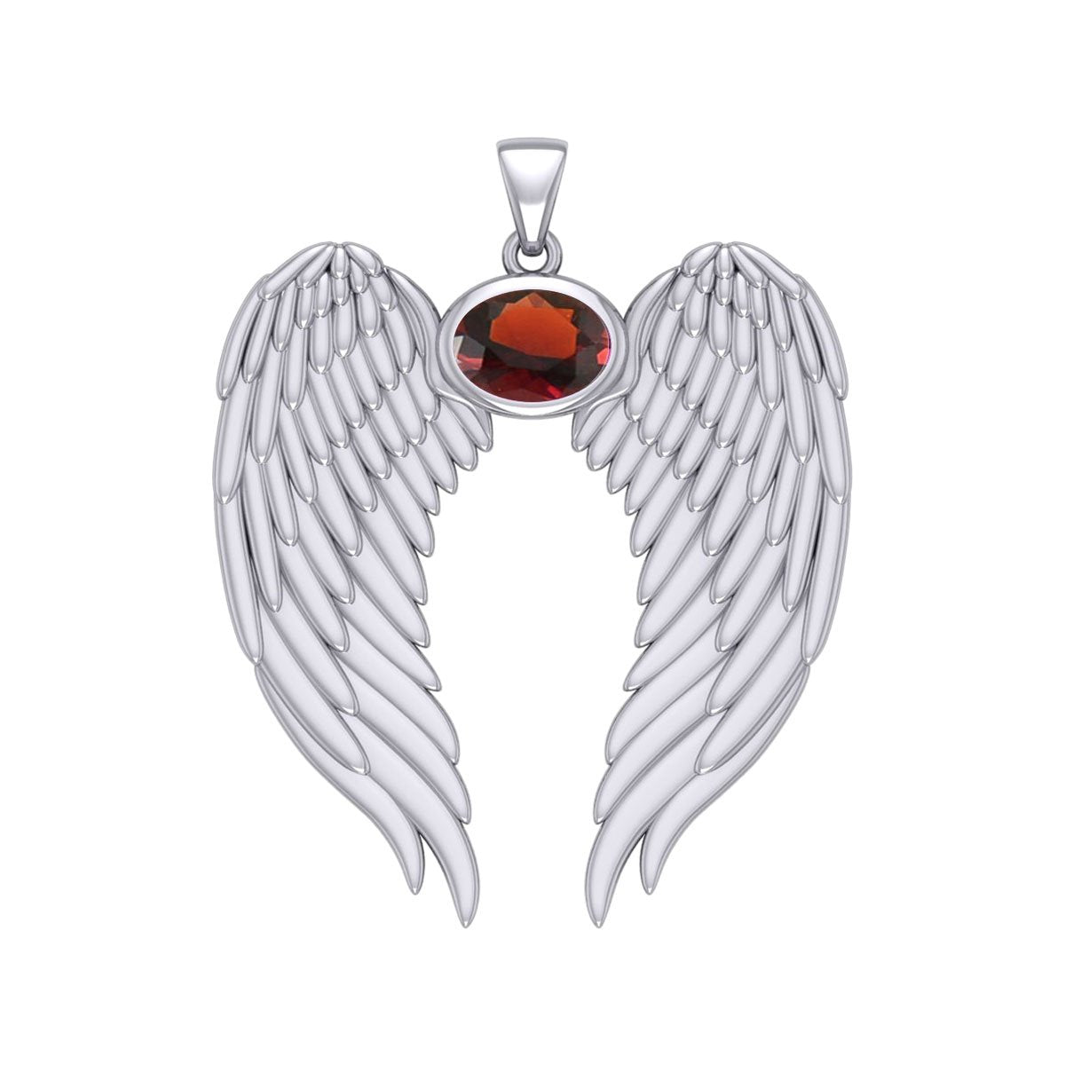 Guardian Angel Wings Silver Pendant with Birthstone TPD5868