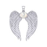 Guardian Angel Wings Silver Pendant with Birthstone TPD5868