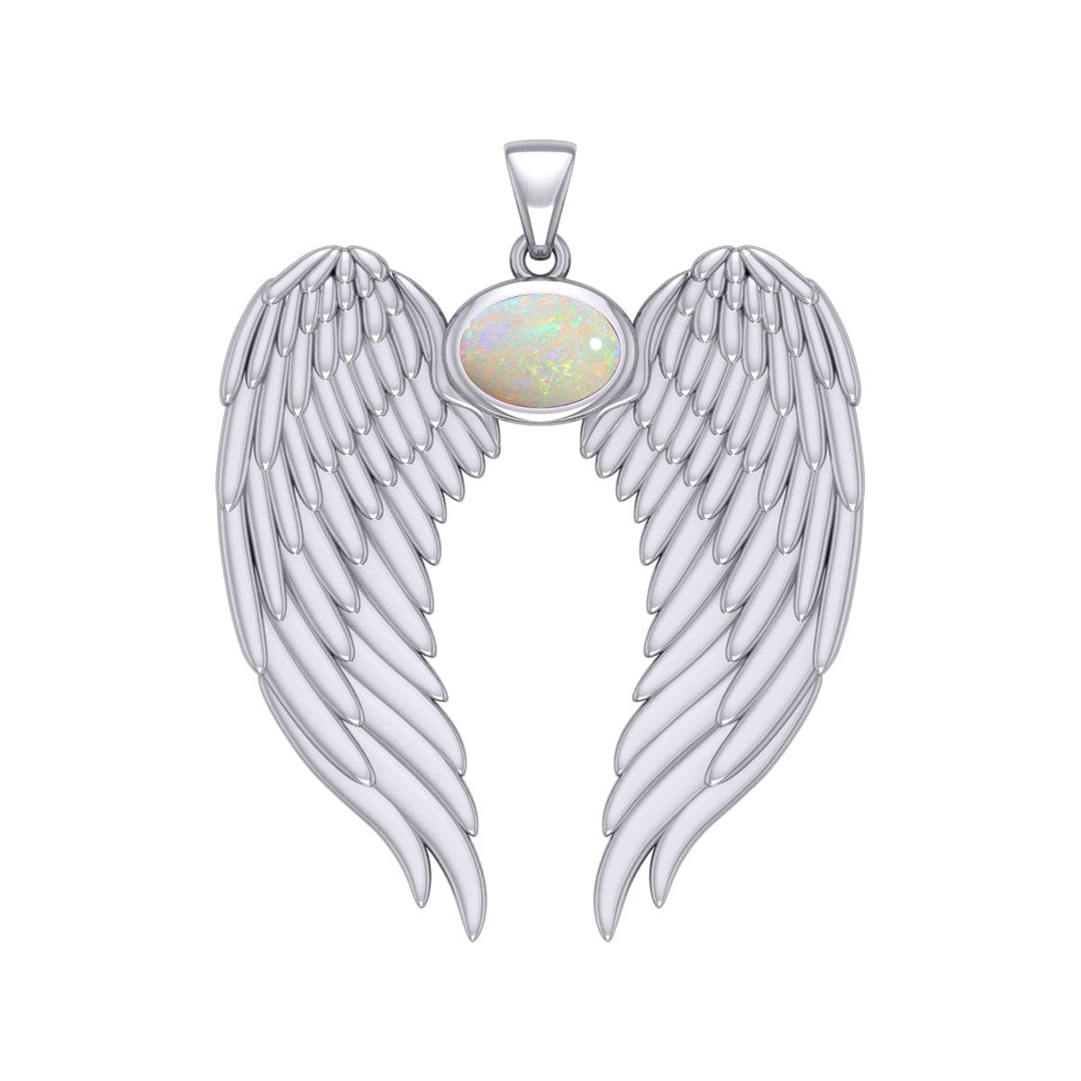 Guardian Angel Wings Silver Pendant with Birthstone TPD5868