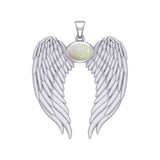 Guardian Angel Wings Silver Pendant with Birthstone TPD5868